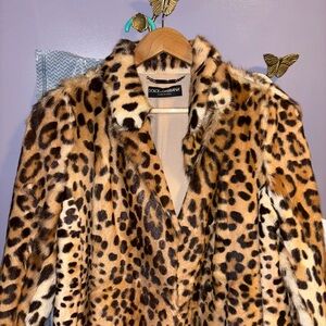 Vintage Dolce & Gabbana Real Fur Coat with Leopard Print